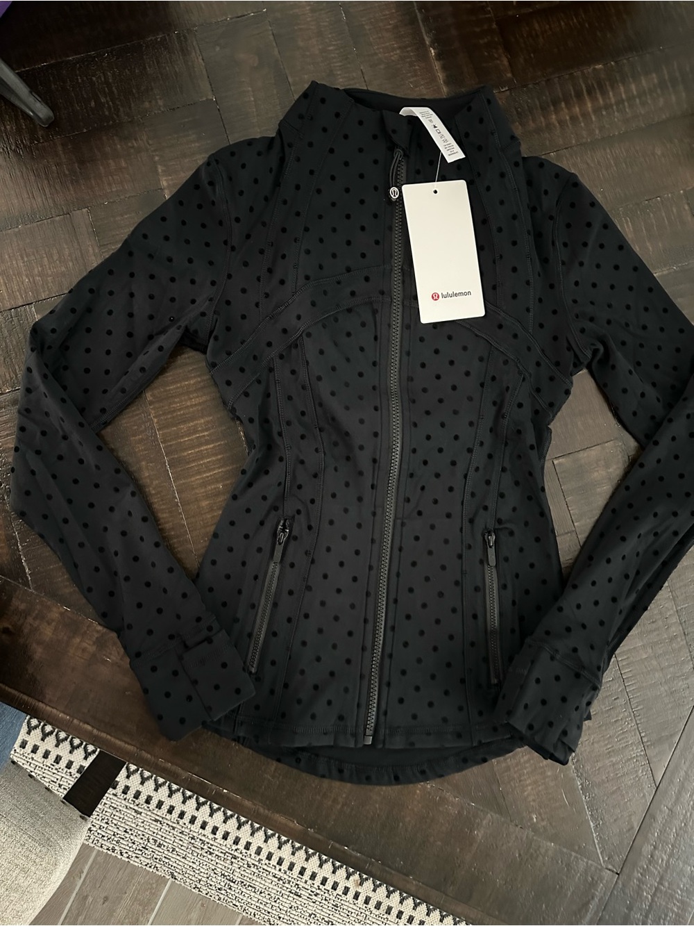 lululemon athletica Black Polka Dot Bomber-Style Jacket